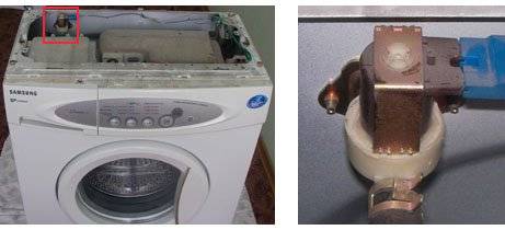 Расположение электромагнитного клапана в стиральной машине